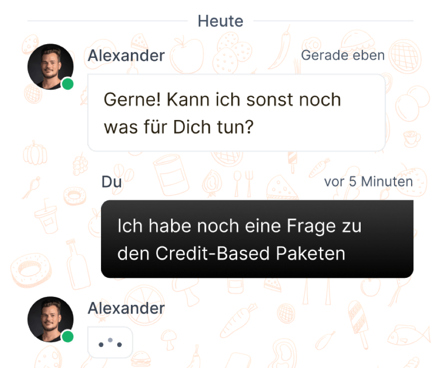 Support-Chat mit dem CaterSmart-Team
